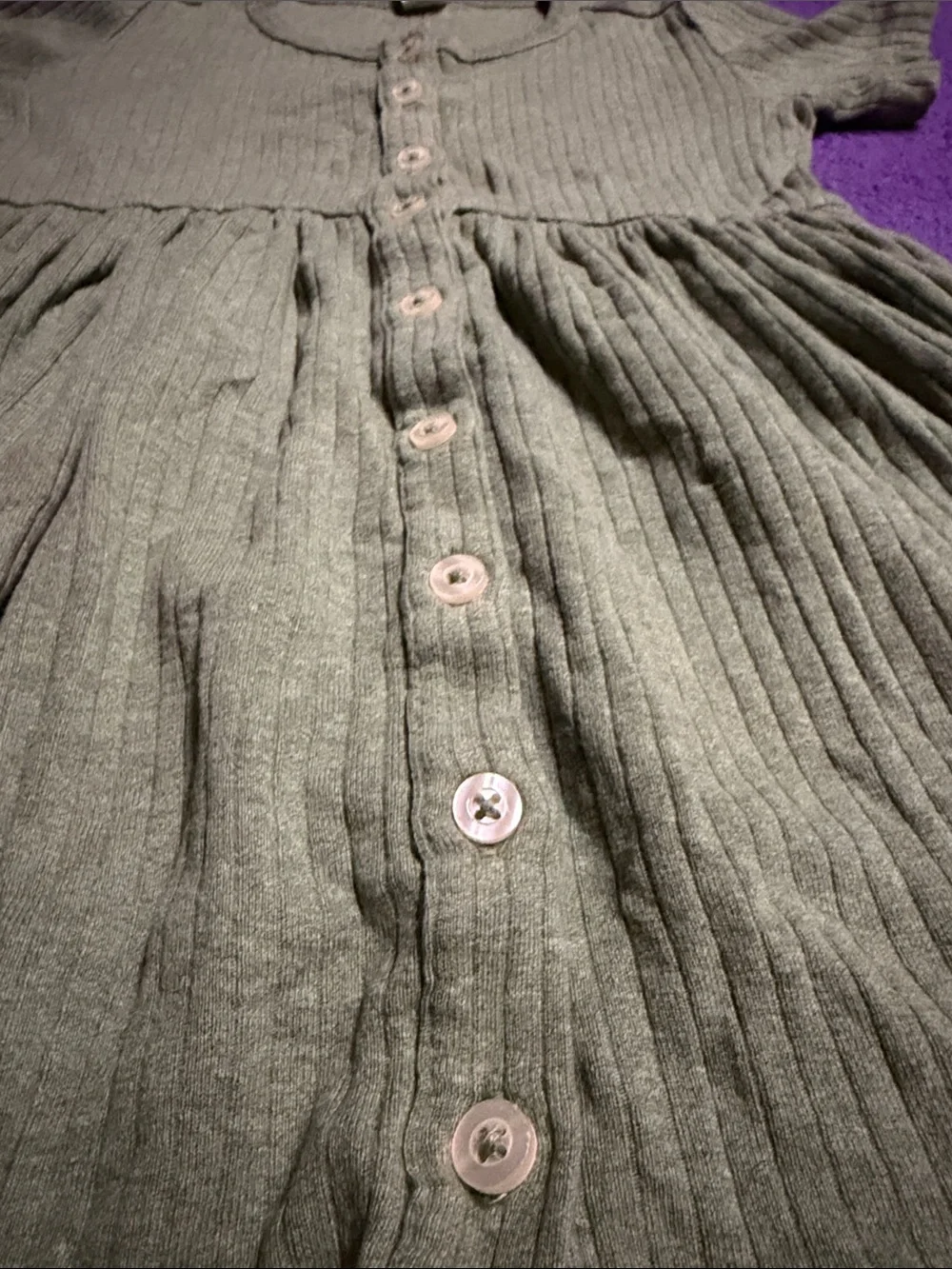 kate quinn Olive Ribbed Button-Front Pocket Dress